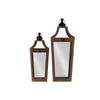 Benzara Wood Square Lantern with Ring Handle, Set of 2, Brown
