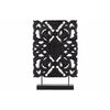 Benzara Wood Tall Rectangular Filigree Ornament on Rectangular Stand, Black