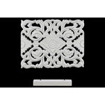 Benzara Wood Wide Rectangular Filigree Ornament on Rectangular Stand in Matte Finish, White
