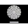 Benzara Wood Round Floral Wheel Ornament on Rectangular Stand in LG Matte Finish, White