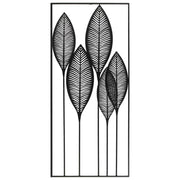 Benzara Metal Veined Leaves Wall Decor in Portrait Orientation, Black