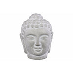 Benzara Cemented Buddha Head with Rounded Ushnisha, Washed White