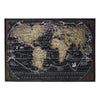 Benzara Wooden Rectangular Gicle Print of ``World Atlas`` Wall Art, Black