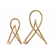 Benzara Metal Abstract Knot Tabletop Sculpture, Gold, Set of 2
