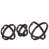 Benzara Metal Round Abstract Sculpture, GunMetal Gray, Set of 3