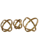 Benzara Metal Round Abstract Sculpture, Gold, Set of 3