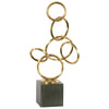 Benzara Metal Abstract Interlocking Circles Sculpture on Square Base, Gold