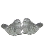 Benzara BM179410 Cemented Designer Bird Figurine, Washed White,  Set of 2