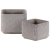 Benzara Cemented Square Shape Pots with Engraved Lattice Diamond Pattern,Washed Gray,Set of 2