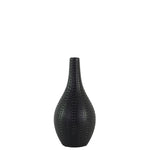 Benzara Ceramic Bellied Vase with Dimpled Pattern, Small, Black