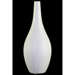 Benzara Ceramic Bellied Vase with Smooth Banded Top Rim, Large, White
