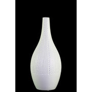 Benzara Ceramic Bellied Vase with Dimpled Pattern, Medium, White