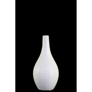 Benzara Round Ceramic Bellied Vase with Long Neck, Small, White