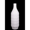 Benzara Embossed Diamond Pattern Ceramic Bottle Vase, Medium, White
