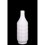 Benzara Artistically Designed Ceramic Bottle Vase with Diamond Pattern, Small, White