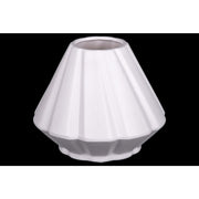 Benzara Ceramic Round Vase with Diagonal Ridges, White