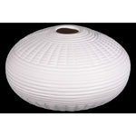 Benzara Patterned Ceramic Vase in Round Shape, White