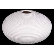Benzara Patterned Ceramic Vase in Round Shape, White