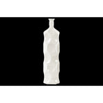 Benzara Contemporary Ceramic Bottle Vase with Dimpled Sides, Large, White