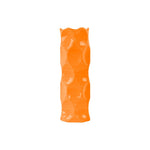 Benzara Cylindrical Ceramic Vase with Dimpled Sides, Large, Orange