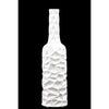 Benzara Ceramic Bottle Vase with Wrinkled Sides, Large, White