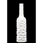 Benzara Ceramic Bottle Vase with Wrinkled Sides, Large, White