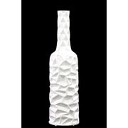 Benzara Ceramic Bottle Vase with Wrinkled Sides, Large, White