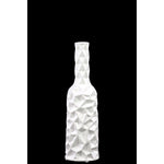 Benzara Ceramic Bottle Vase with Wrinkled Sides, Medium, White