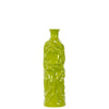 Benzara Cylindrical Shape Ceramic Vase with Wrinkled Sides, Medium, Green