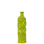 Benzara Cylindrical Shape Ceramic Vase with Wrinkled Sides, Medium, Green