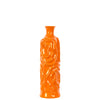 Benzara Cylindrical Shape Ceramic Vase with Wrinkled Sides, Medium, Orange