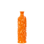 Benzara Cylindrical Shape Ceramic Vase with Wrinkled Sides, Medium, Orange
