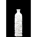 Benzara Ceramic Round Vase with Wrinkled Sides, Medium, White