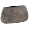 Benzara Ceramic Elliptical Vase with Pimpled Pattern, Large, Silver