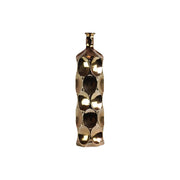Benzara Narrow Neck Ceramic Bottle Vase with Dimpled Pattern, Large, Copper