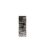 Benzara Rippled Pattern Ceramic Vase, Small, Silver