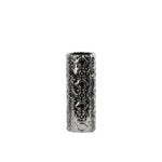 Benzara Patterned Ceramic Vase in Cylindrical Shape,  Silver