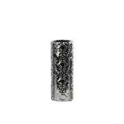 Benzara Patterned Ceramic Vase in Cylindrical Shape,  Silver