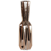 Benzara Ceramic Patterned Bottle Vase with 3D Appeal, Large, Rose Gold