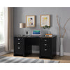 Benzara Faux Marble Top Rectangular Desk with 6 Drawers, Black