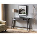 Benzara Wooden Desk with Drawer and Shelves, Distressed Gray