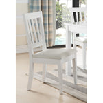 Benzara Wooden Dining Chair with Slatted Back, Set of 2, White