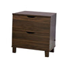 Benzara Wooden Night Stand with 2 Drawers , Dark Walnut Brown