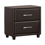 Benzara 2 Drawer Night Stand In Wood And PVC, Black