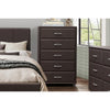 Benzara 5 Drawer Chest In Wood And PVC, Brown