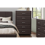 Benzara 5 Drawer Chest In Wood And PVC, Brown
