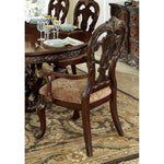 Benzara Wood Fabric Arm Chair With Deep Engraved Design, Brown & Beige (Set of 2)