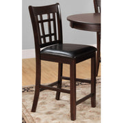 Benzara Wooden Counter Height Chair With Leatherette Seat, Dark Cherry Brown, Set of 2