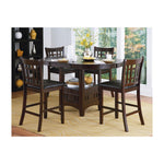 Benzara Wooden Counter Height Chair With Leatherette Seat, Dark Cherry Brown, Set of 2