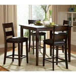 Benzara 5 Piece Wooden Counter Height Table Set, Espresso Brown